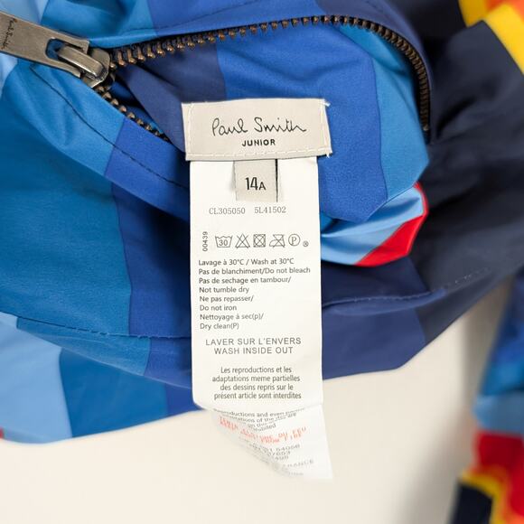 Paul Smith Junior Reversible Hooded Jacket Multi color striped size 14A fits XS - Picture 3 of 11